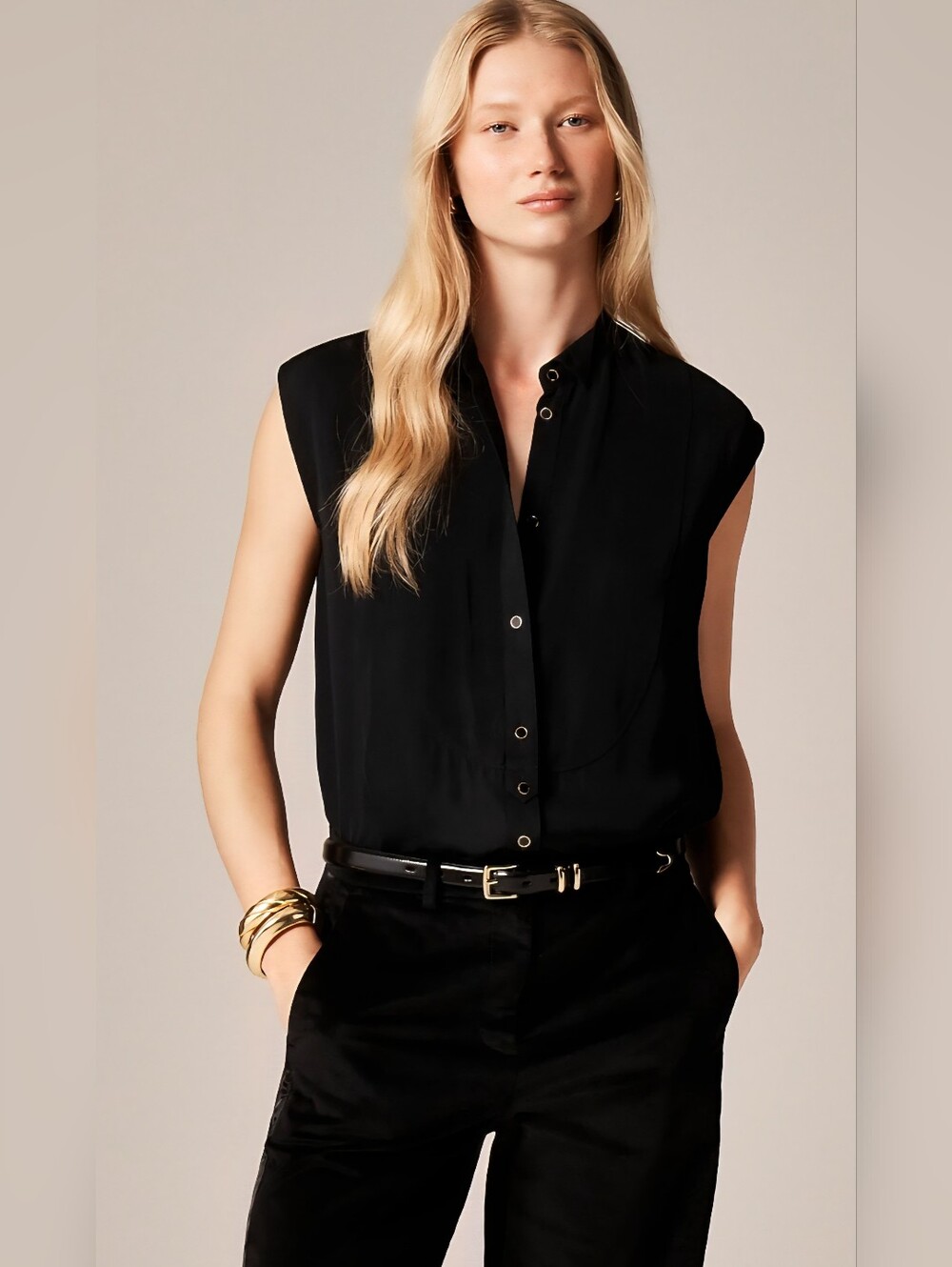 J.Crew Jules Sleeveless Tuxedo Top Shirt